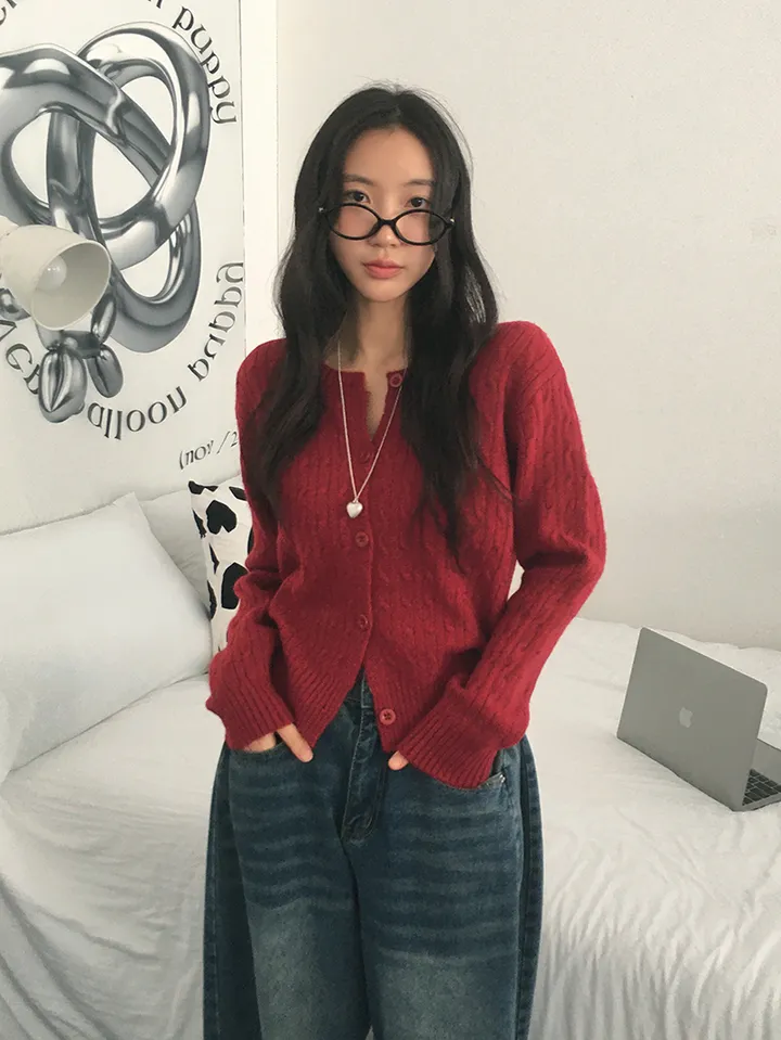 [전컬러입고!/고퀄!후기극찬❣️폭닥 케이블 꽈배기 단추니트가디건 여유핏!] 피오케이블꽈니트가디건 상세 이미지 24