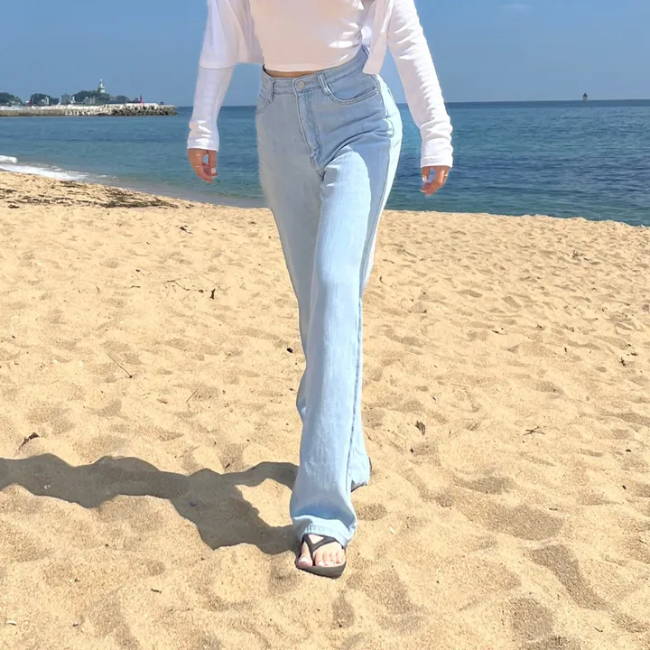[자체제작/허리쏘옥/기본,롱ver] 후들후들 얇은 썸머 연청 와이드 데님 여름 청바지 롱팬츠 상세 이미지 80