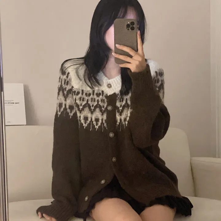 [손등덮는/🧶여리포근] 겨울 필수 아이템! 아벨 노르딕 앙고라 긴팔 니트 가디건 상세 이미지 15