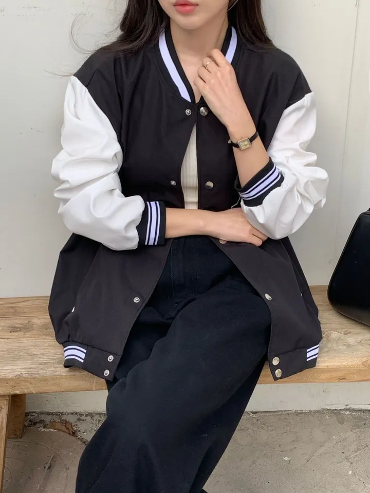 [봄코디🌻/인생핏💜] 핏 이쁜 바시티 자켓 야구 점퍼 봄 아우터 바람막이 봄 코디 상의 벚꽃 나들이 출근룩 상세 이미지 8
