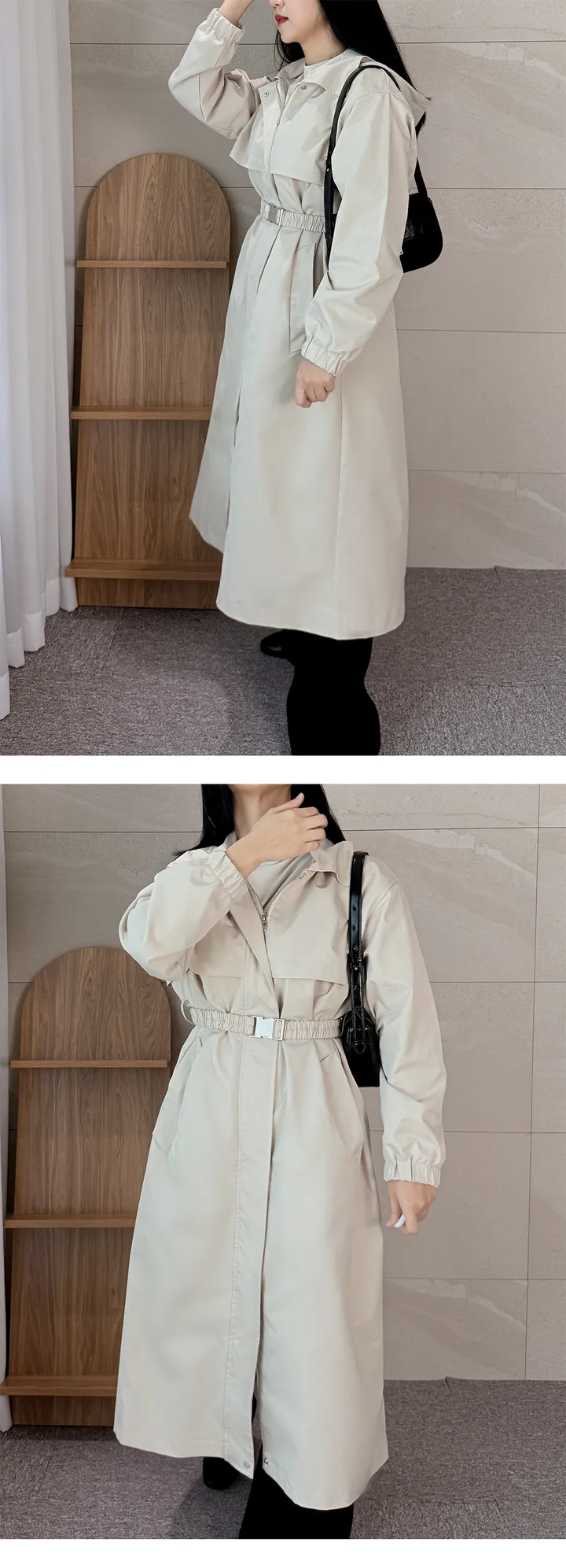 여성트렌치후드롱벨트바바리 봄트렌치바바리 상세 이미지 4