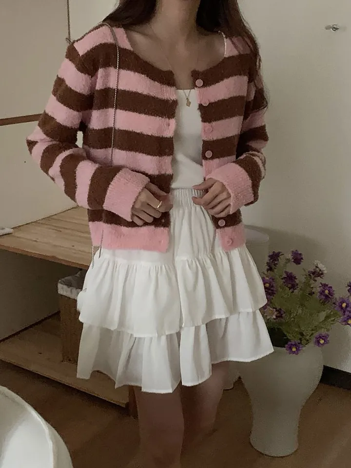 [폭닥폭닥/벚꽃룩] 라씨 부클가디건 스트라이프니트 가디건 (4colors) 상세 이미지 18