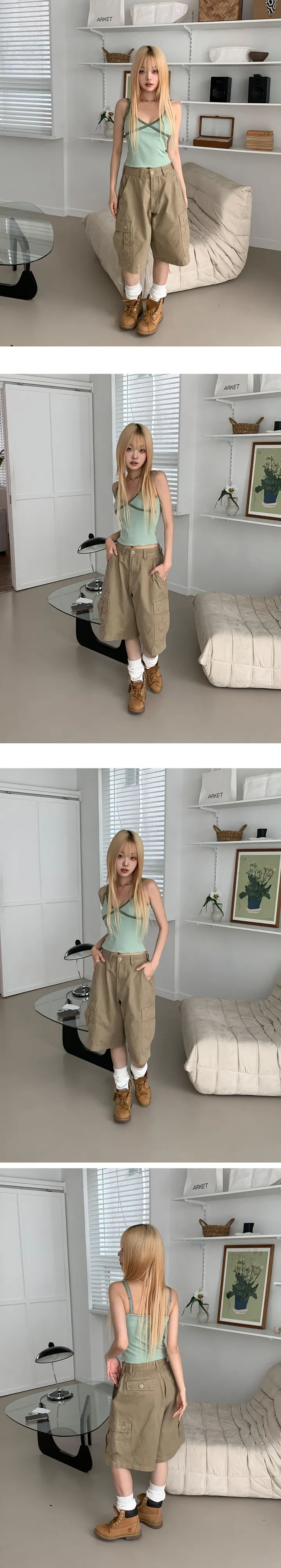 카멜 빈티지 카고 버뮤다 팬츠-2color 상세 이미지 7