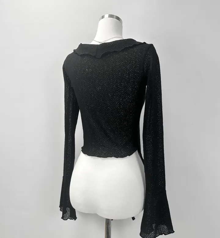 ruffle ribbon lace cardigan 러플 리본 레이스 가디건 (봄가디건, 러블리, 프릴, 니트가디건, 슬림핏, 여리여리) 상세 이미지 42