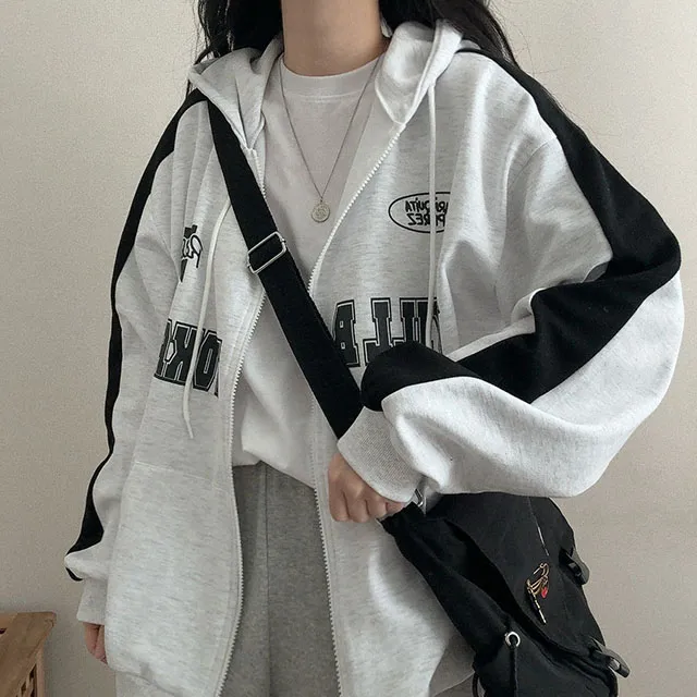 [봄신상!🌸/오버핏] 꾸안꾸, 윌비 배색 캠퍼스 후드집업 3color 상세 이미지 1