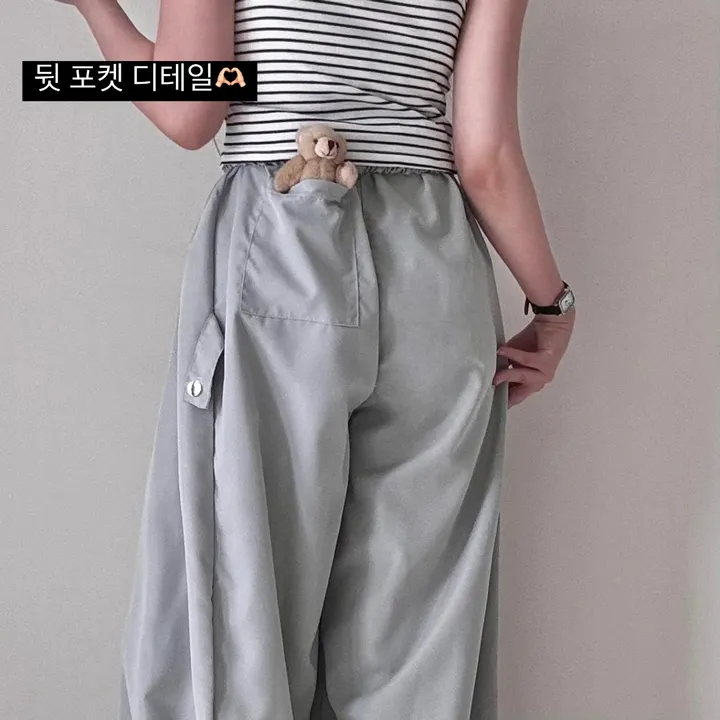*에이블리랭킹1등* [사이드스냅/조거&와이드] 사이드버튼 절개 투웨이 벌룬 트레이닝 팬츠 6color 비조 비죠팬츠 상세 이미지 4