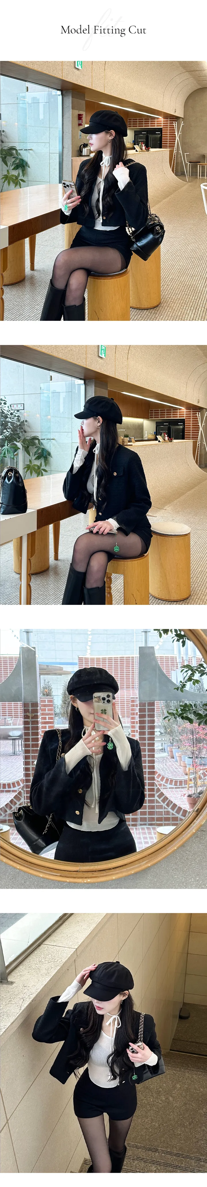 [🤍코디추천🤍] 노카 노카라 라운드넥 스탠다드핏 크롭 트위드 자켓 -3color / 크롭자켓 트위드자켓 숏자켓 아우터  노카라자켓 하객자켓 하객룩 데이트룩 결혼식룩 꾸꾸꾸 상세 이미지 3