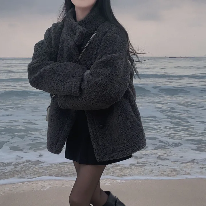[왕아방핏🤎/주문폭주✨]후회없는 선택,푸들 양털 오버핏 하프 스웨이드 퍼자켓,코트 상세 이미지 75