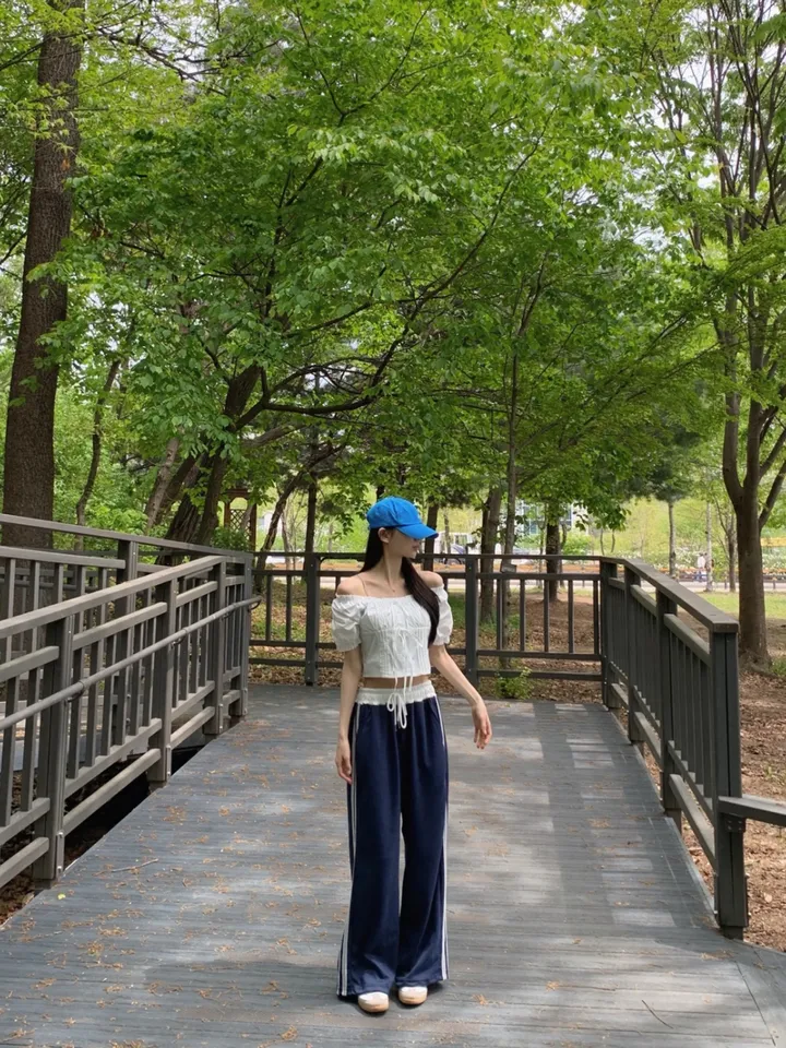 [레이스배색포인트!/국내제작] 자크 두줄 레이스 배색 하이웨스트 롱 트레이닝 츄리닝 팬츠;6color 상세 이미지 23