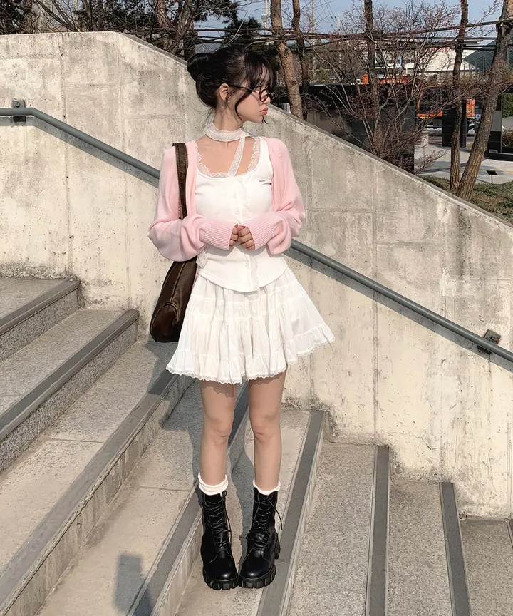 [데일리🫧벚꽃룩] 부코 펜던트 브이넥 니트 가디건 봄 가을 / 벚꽃룩 개강룩 데이트룩 여름가디건 여름니트 클래식블랑 상세 이미지 28