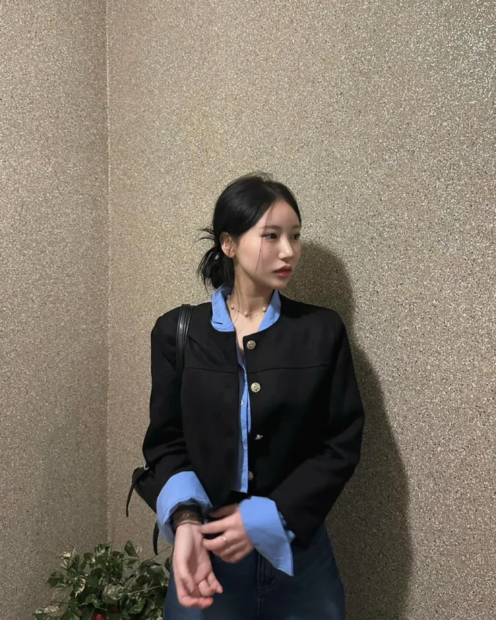(단독진행/강매템❤️) 노카라넥 금장 단추 스웨이드 자켓 상세 이미지 5