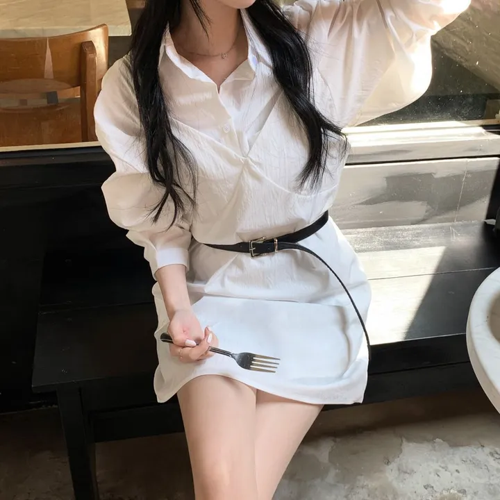 [set🖤/기장조절/데이트룩] 셔츠ops+뷔스티에ops 투피스 레이어드 세트set 상세 이미지 8