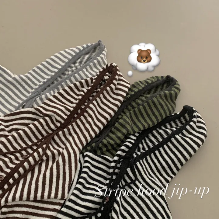 [울함유/폭닥✨] 빈티지힙 오버핏 스트라이프 단가라 니트 후드가디건 단추 집업 상세 이미지 3