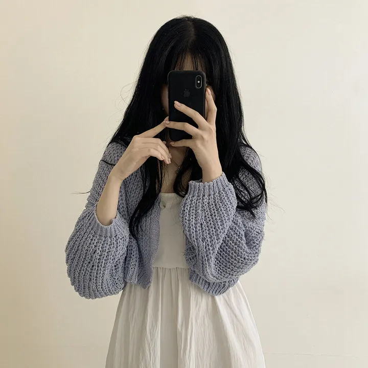 [고퀄!살탐방지] 왕박시 린넨 부클 여름니트 벌룬 크롭가디건 상세 이미지 8