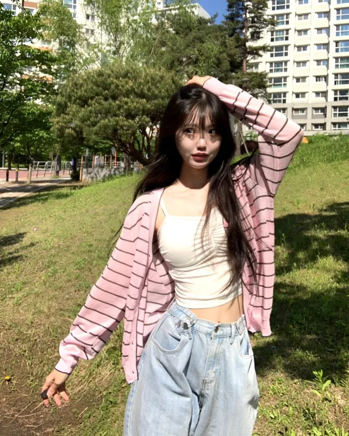 🍓크림딸기 스트라이프 단가라 여름 시스루 가디건 -4col 상세 이미지 17
