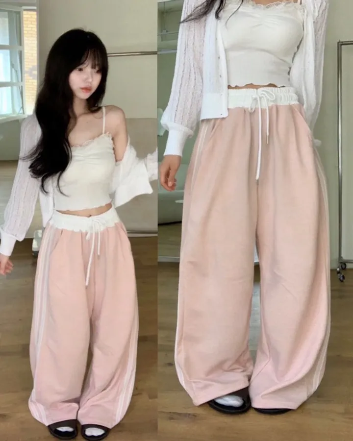 레이즈 줄point🩷 와이드핏 면 트레이닝 배색팬츠 pt -5col 상세 이미지 3