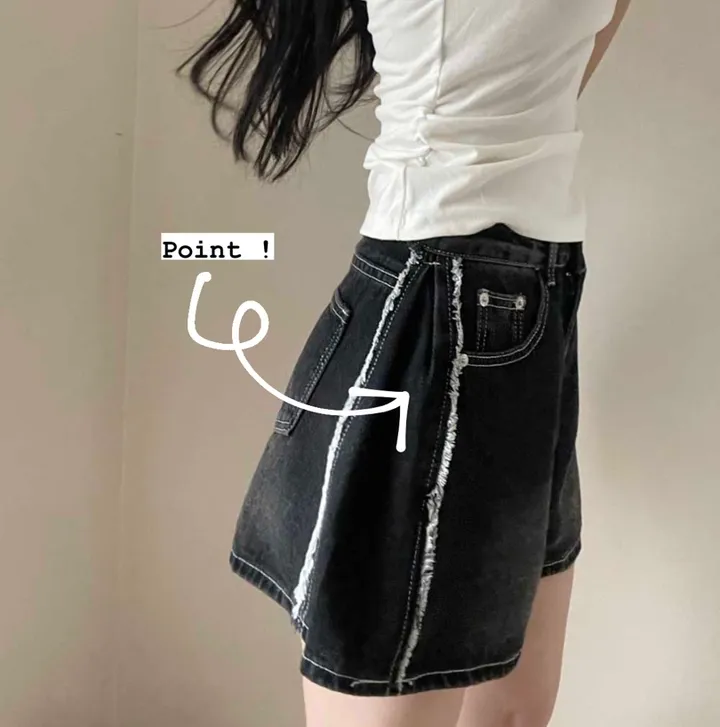 허얇골넓핏🔥 핀턱 절개 수술 데님 A라인 반바지 상세 이미지 2
