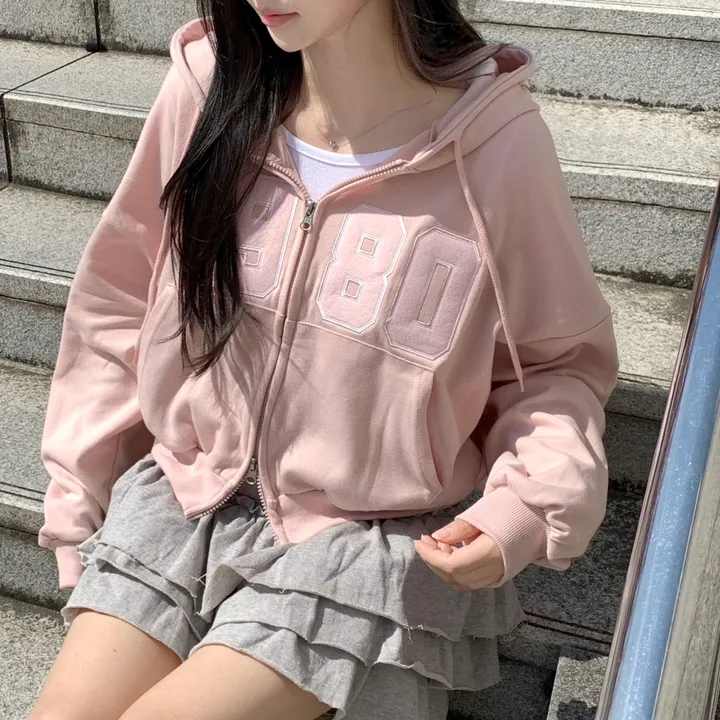 [기모추가!가을신상🤎]투웨이 도톰 자수 레터링 후드집업 7color 상세 이미지 33