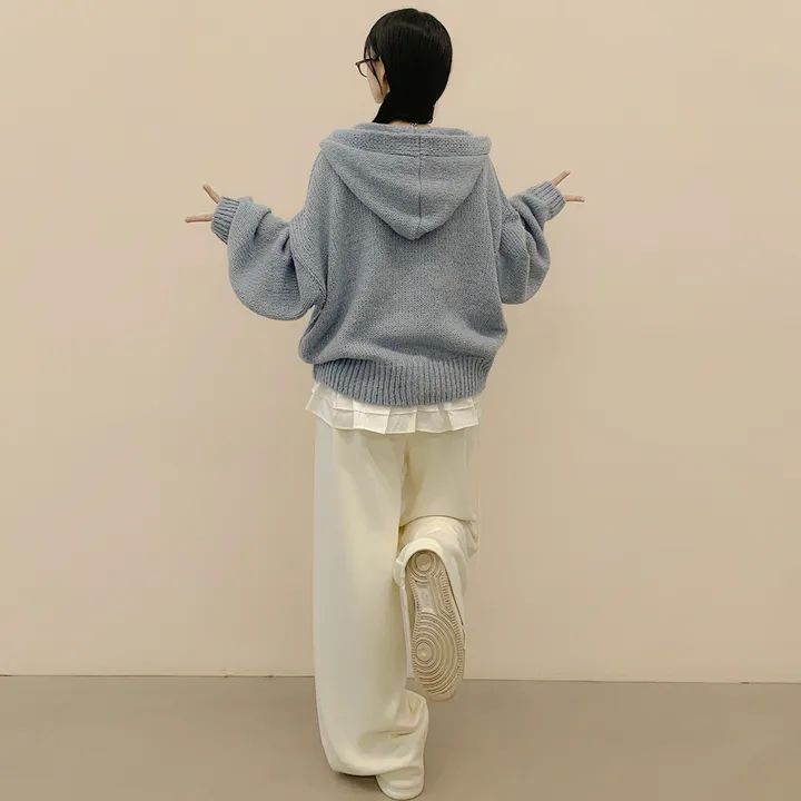 [폭닥~/귀여움🧸] 오버핏 파스텔 도톰 니트 후드가디건 봄신상 빅사이즈 상세 이미지 18