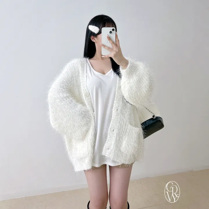 [단독생산] 털빠짐 없는 남친핏 솔잎 퍼 가디건 2 COLORS 상세 이미지 2