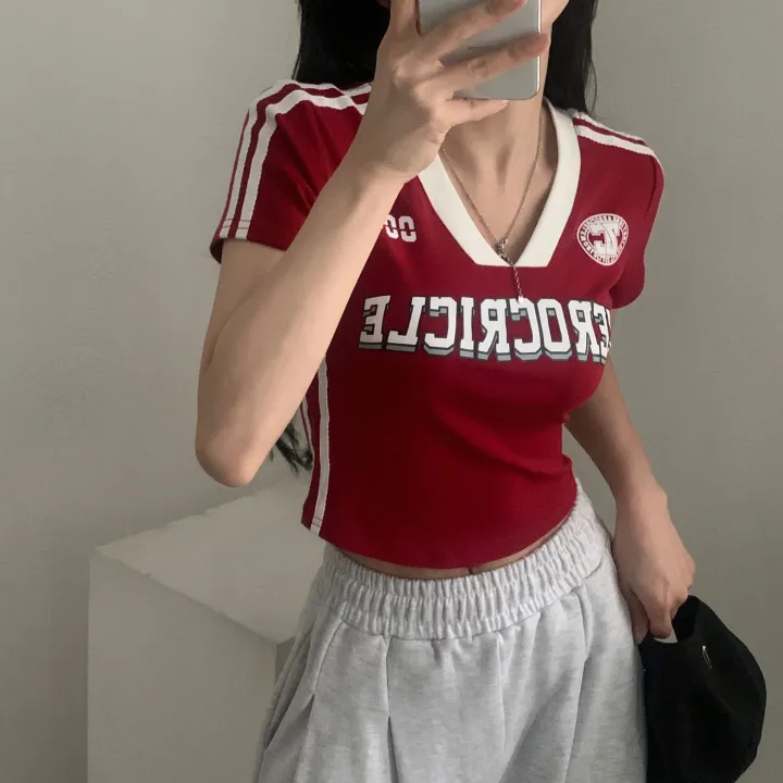 [찐만족도100%🤍] 블록코어 져지 배색 레터링 스트릿 크롭 반팔티셔츠 - 6color 상세 이미지 30