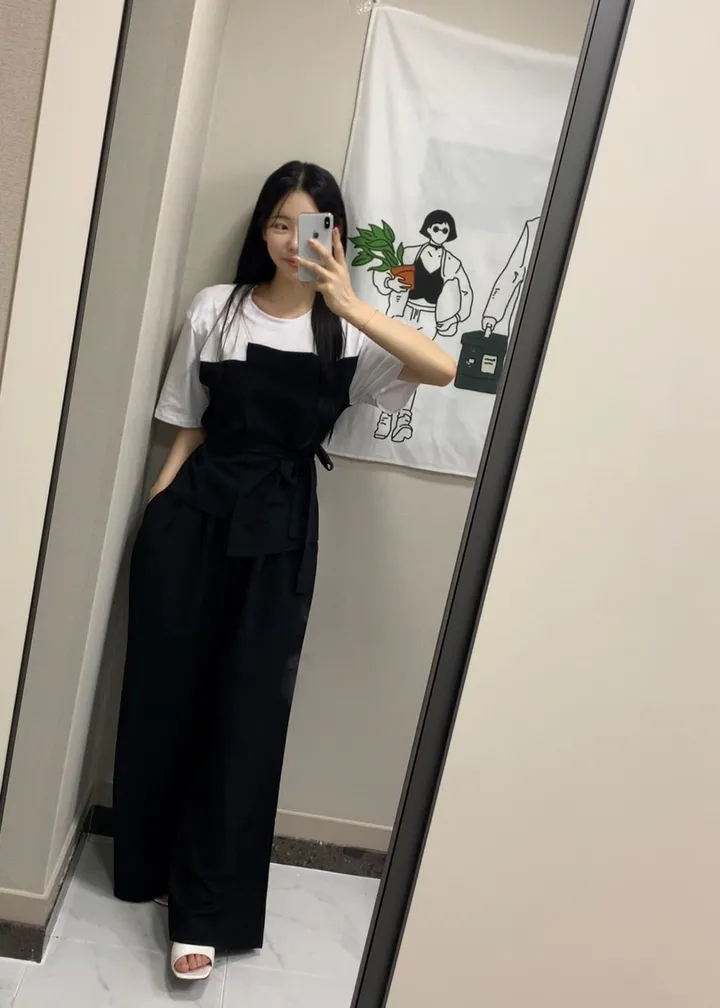 [🚀빅사이즈/오늘출발🚀] 77까지!! 통팬츠 슬랙스 배색반팔 허리끈세트 어깨패드 여름코디 여름옷 데이트룩 데일리룩 하객룩 하객코디 *2COLOR* 상세 이미지 19