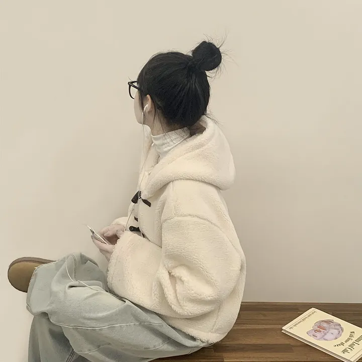 [귀여움/아방핏] 포근 후드 양털 떡볶이 퍼자켓 숏코트 덤블점퍼 상세 이미지 7