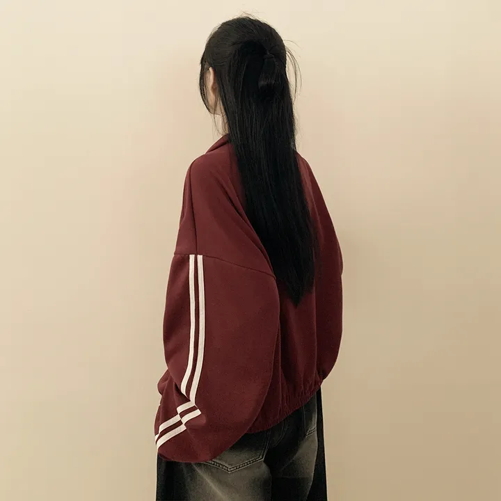 [왕오버핏/간절기필수!] 두줄 배색 트레이닝 트랙집업 점퍼 캠퍼스룩 개강룩 빅사이즈 상세 이미지 14