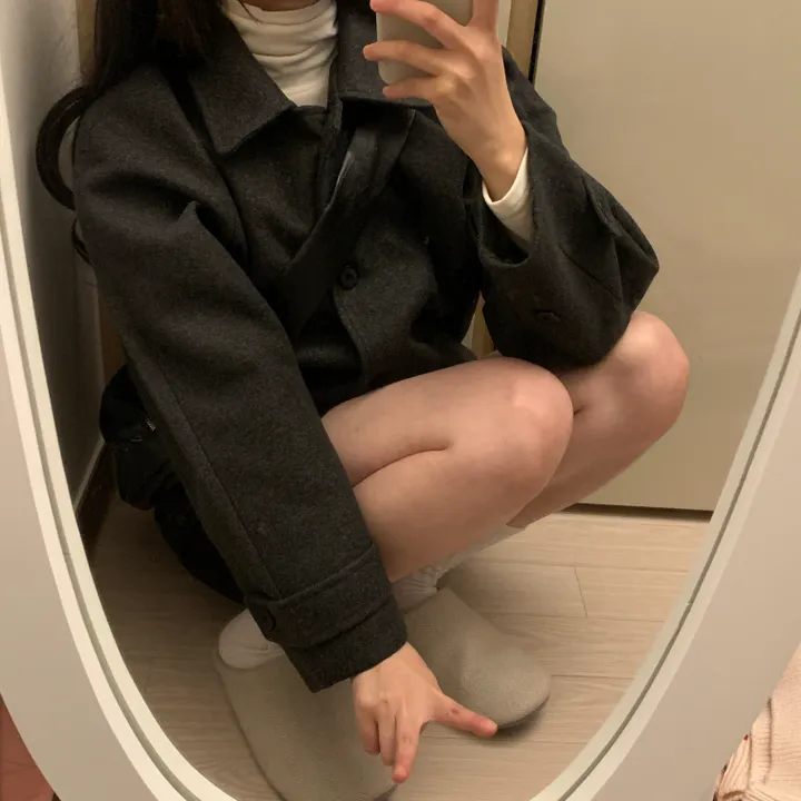 [안감o] 카라 모직 미니 숏 코트 자켓 3col 상세 이미지 12