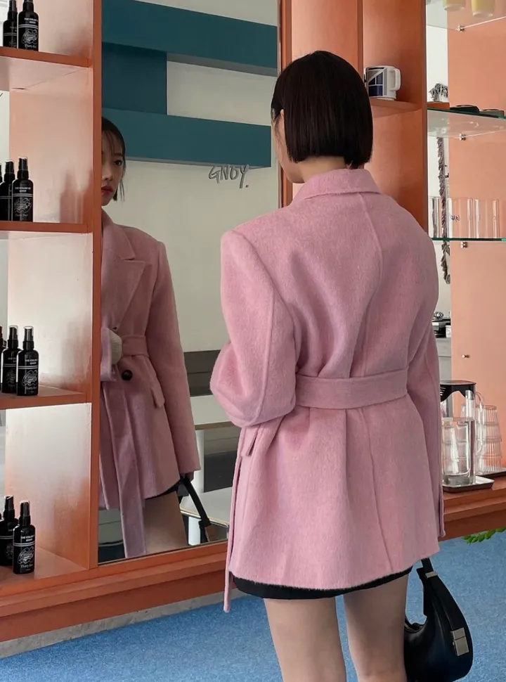 [헤이미쉬] 실크울핸드메이드코트 벨트코트 하프코트 상세 이미지 9