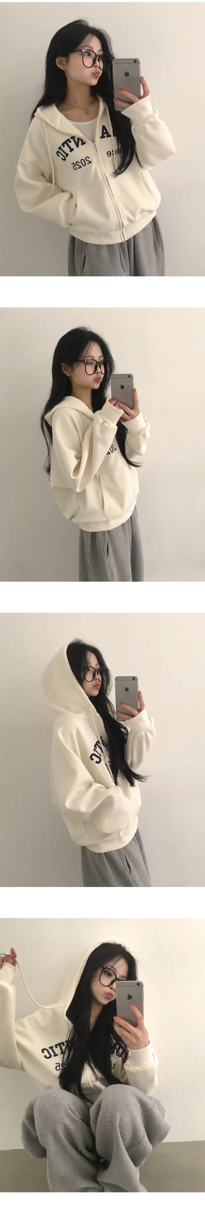 [고퀄,자수포인트!/귀여운아방핏] 예쁨보장, 데일리 레터링 자수 아방핏 박시 후드집업 (6color) 상세 이미지 3