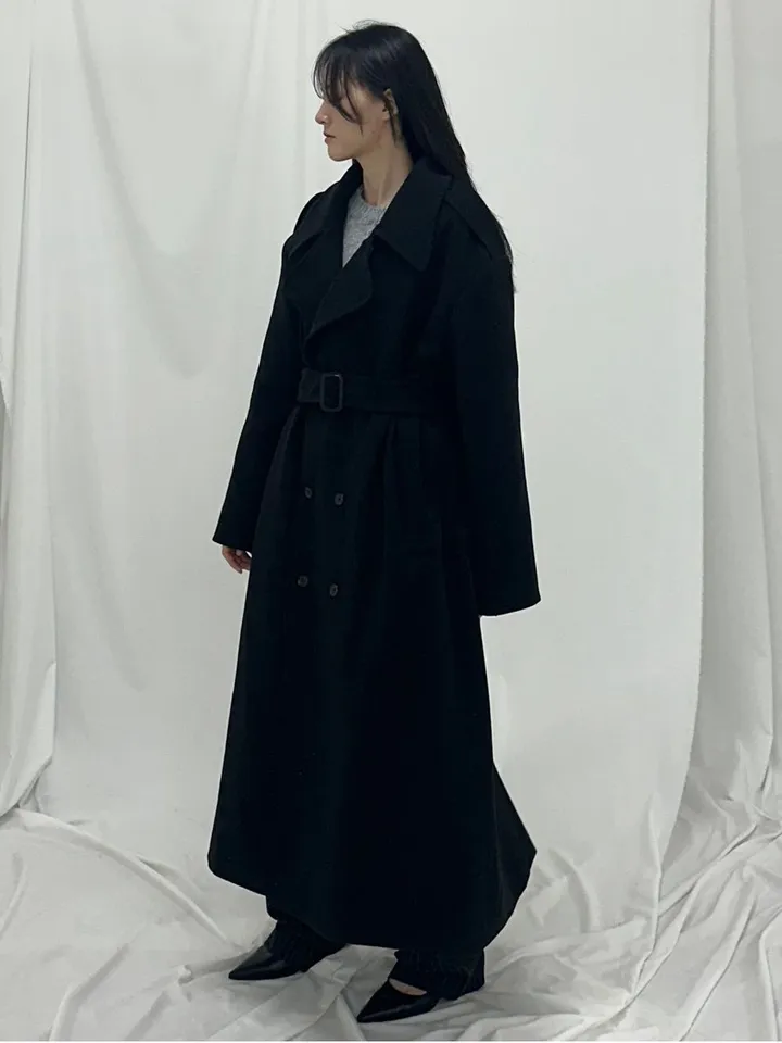 [Unisex] Mael maxi coat (3co) / 울 오버 루즈핏 누빔 안감 벨트 맥시 코트 상세 이미지 39