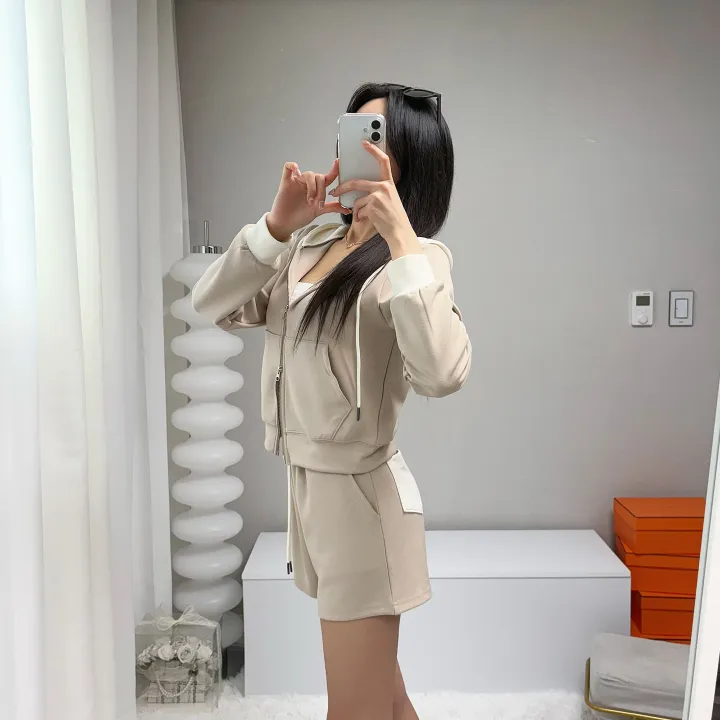 *꾸안꾸, 원단최고* 투웨이 배색 후드집업 반바지 트레이닝 세트 투피스 상세 이미지 27