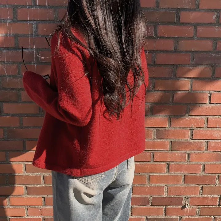 [new컬러추가!/피부하얘보이는❤️]얼굴에 형광등 켰어? 피부 하얘보이는 이유2, 배색 라인 라운드넥 니트 가디건 상세 이미지 16