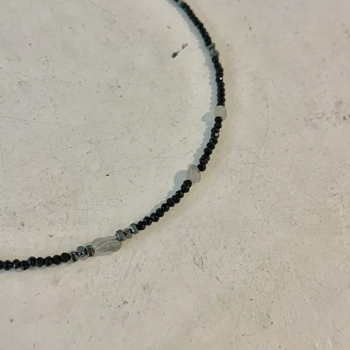 *made* 레브라도라이트 원석 론델비즈 목걸이 (3color) 무광비즈 유광비즈 써지컬스틸 상세 이미지 10