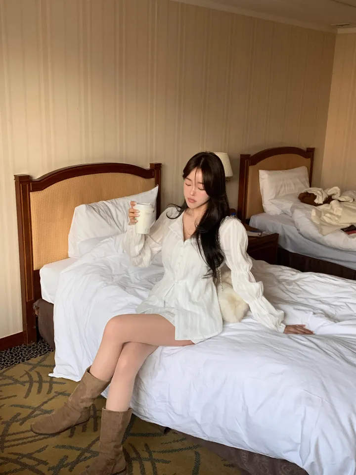 [SET*/자개단추] 아일릿 블라우스 스커트 세트-2col 상세 이미지 8