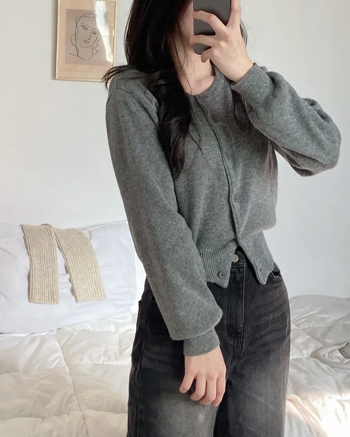 [데일리/인생핏] 라운드 무지 기본 긴팔 니트 가디건 상세 이미지 41