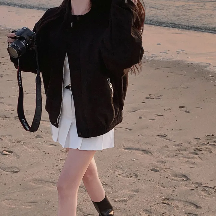 [오버핏!🖤/주문폭주✨]모던 바이커 스웨이드 아방 블루종 오버핏 자켓 상세 이미지 32