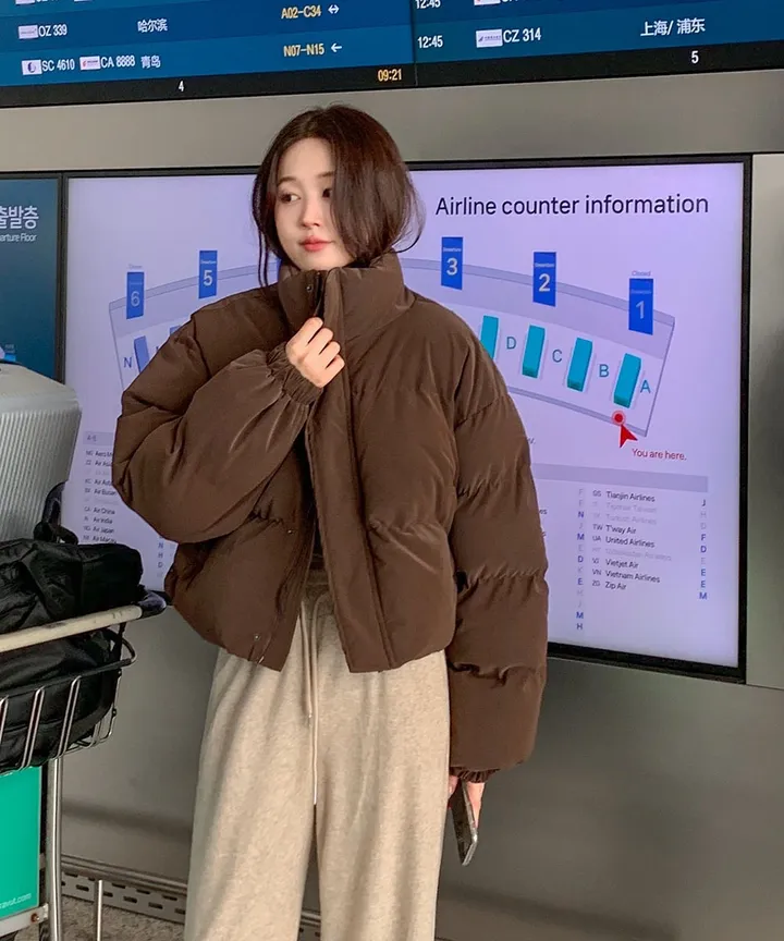 [묶음할인/누적1만🔥무광ver] 쏘힙!! 하이넥 숏 오버핏 크롭 레더 패딩 루즈핏 매트 가죽 점퍼 숏패딩 크롭패딩 레더패딩 가죽패딩 5COL 상세 이미지 3