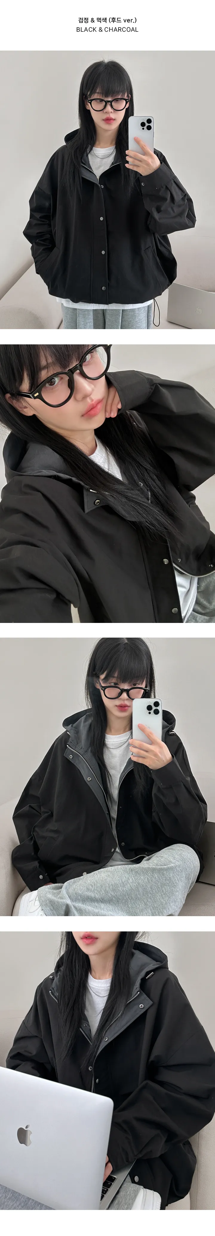 *묶음할인[후드선택가능/왕오버] 코딕 배색 투웨이 자켓 점퍼 상세 이미지 11