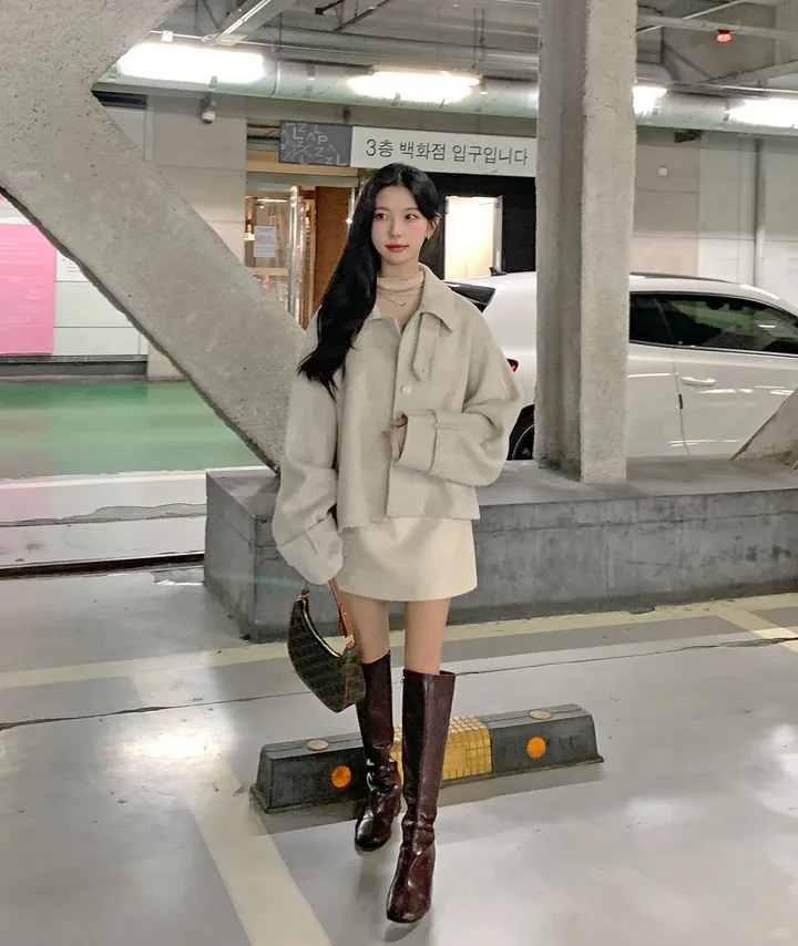 [울100/made💫] 세린 하이넥 나그랑 핸드메이드 숏코트 상세 이미지 6