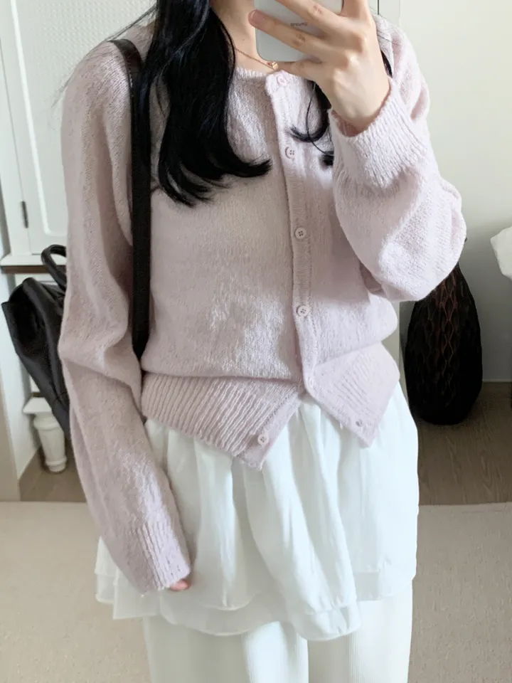 [보송/여리핏☁️] 바스 모헤어 가디건 (5color) 봄가디건/여름옷/데일리룩/데이트룩/벚꽃/나들이룩/핑크/니트/피크닉룩 상세 이미지 6