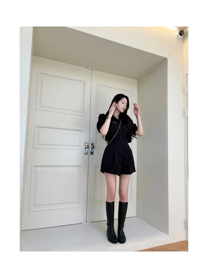 [빠른배송/주문폭주] 아노락 퍼프 반팔 자켓 반바지 세트 크롭 자켓 하이웨스트 반바지 여름 투피스 상세 이미지 15