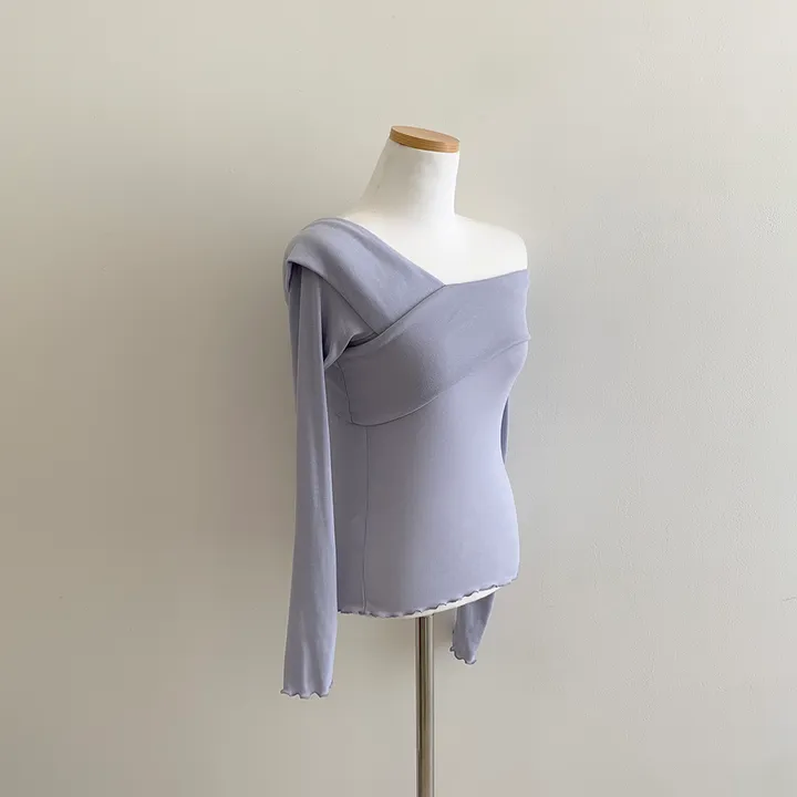 (여리글램핏ღ) 스윗 사선 오프숄더 긴팔 티셔츠 5color (S/S) 상세 이미지 28