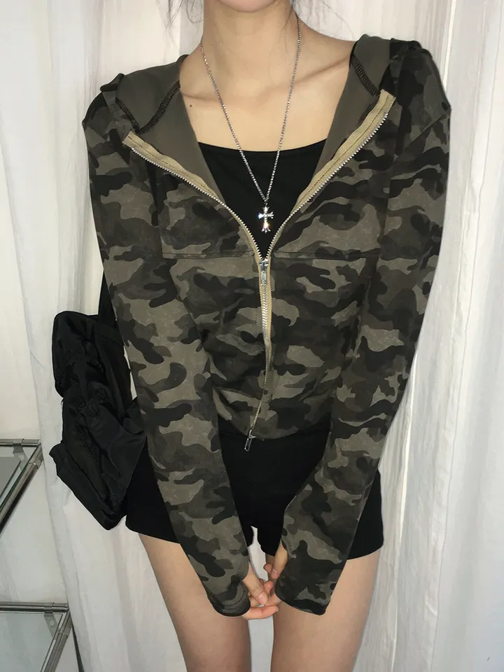 [S~L*사이즈선택*/힙무드🖤말라핏! *투웨이집업,핸드워머* 카모 밀리터리 슬림핏 후드집업] 엠지카모슬림핏후드집업 상세 이미지 17