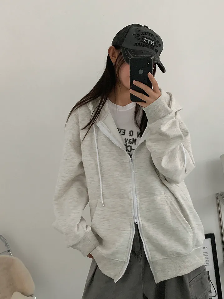 [UNISEX🖤/2사이즈선택(추가금x) 교복템,퀄보장🖤 투웨이집업 오버핏 기본 데일리 후드집업 남녀공용 커플템] 올데이투웨이후드집업 상세 이미지 11