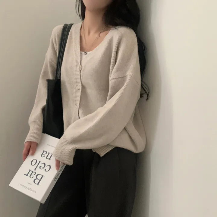 [폭닥/요즘에딱!] 프렘 베이직 브이넥 오버핏 니트가디건 - 8color 상세 이미지 8
