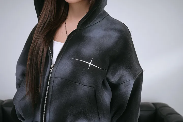 [UNISEX] 빈티지 워싱 더티 투웨이 후드집업 크롭 워싱  피그먼트 오버핏  핸드워머  커플룩 스트릿룩 빈티지룩 남여공용 유니섹스 크롭집업  빅사이즈 유니크 봄신상신상 물나염 상세 이미지 9