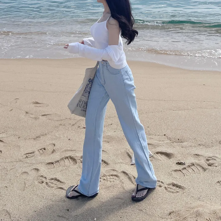 [자체제작/허리쏘옥/기본,롱ver] 후들후들 얇은 썸머 연청 와이드 데님 여름 청바지 롱팬츠 상세 이미지 46