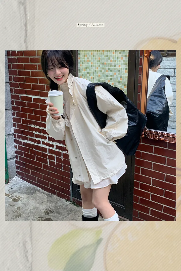 [자체제작] 블룸 레이스 오버핏 야상 상세 이미지 2